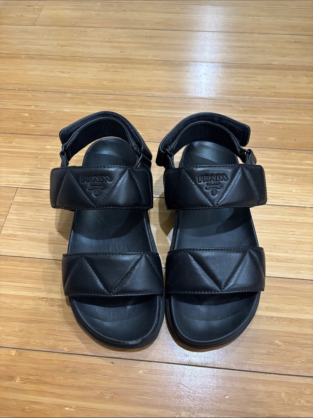 Prada Black Quilted Strap Sandals